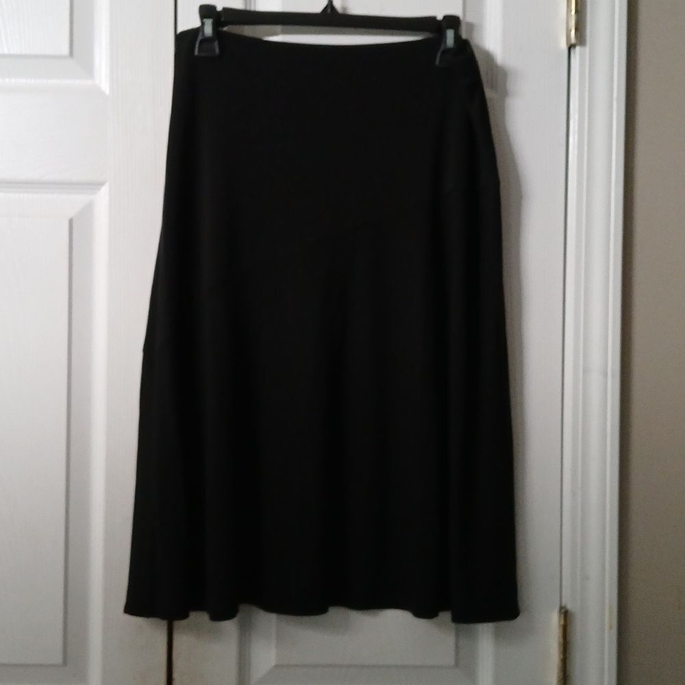 Liz Claiborne black pull on business casual a line full skirt Sz L